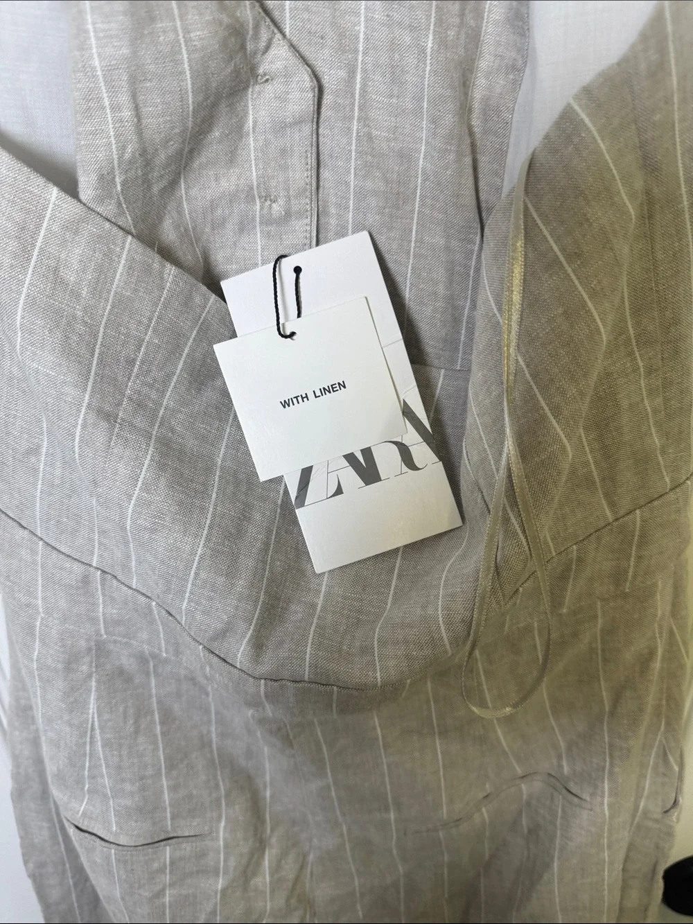 Zara Linen Blend Pinstripe Halter Jumpsuit NWT XS